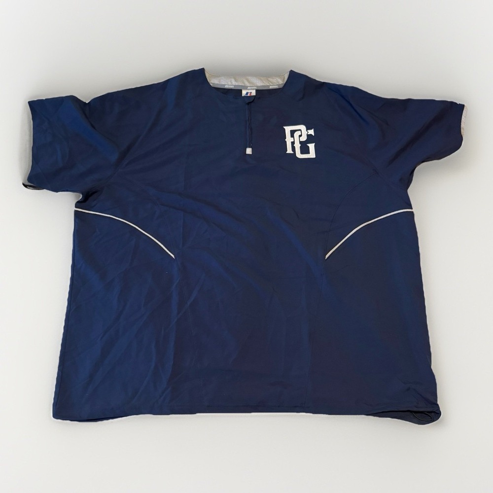 Perfect Game Mens Rain/Wind Baseball 1/4 Zip Navy Short Sleeve Jacket Size‎ XXL